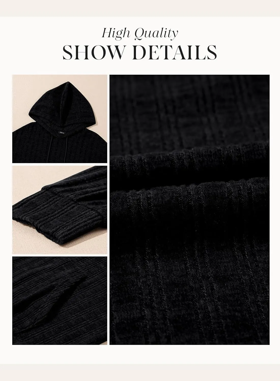 Dokotoo Hoodies for Women Casual Long Sleeve Textured Knit Loose Drawstring Hooded Sweatshirt with Pocket