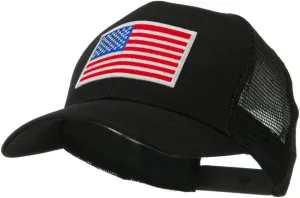 e4Hats.com 6 Panel Mesh American Flag White Patch Cap
