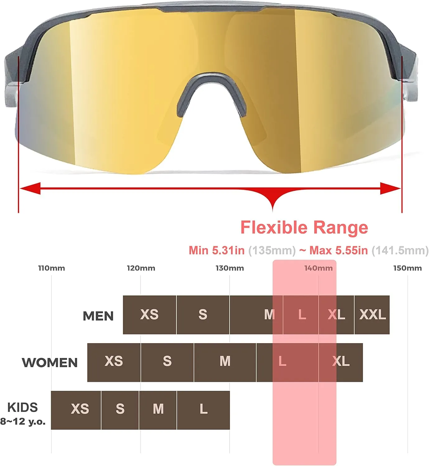 EAZYRUN Large to Medium Polarized shield sunglasses for men baseball ski biking running cycling beach volleyball fishing