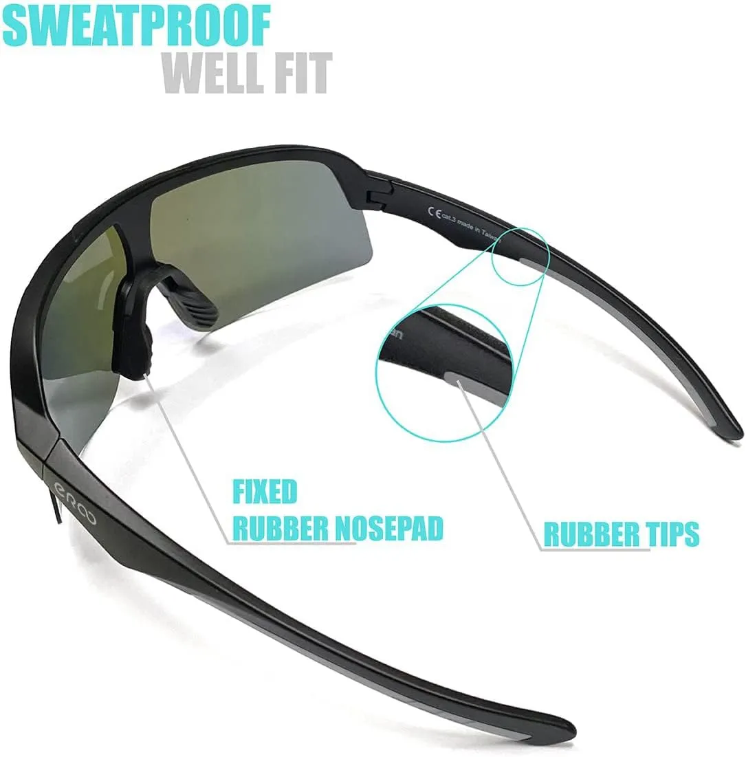 EAZYRUN Large to Medium Polarized shield sunglasses for men baseball ski biking running cycling beach volleyball fishing