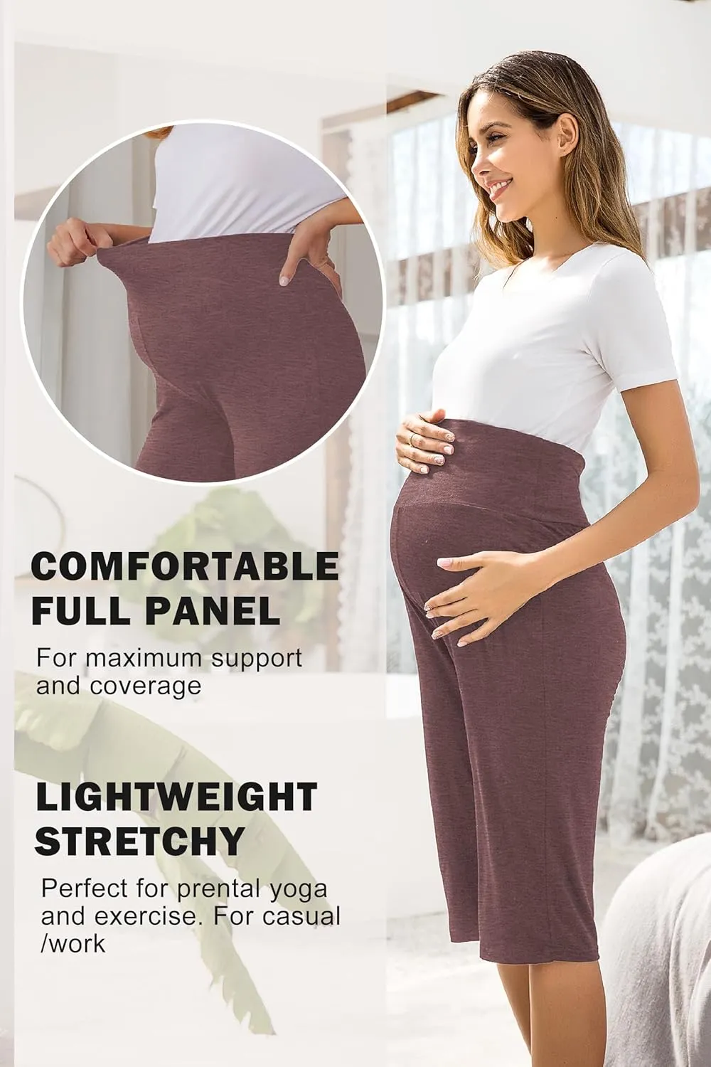 Ekouaer Maternity Shorts for Women Maternity Capris Yoga Pregnancy Short Pants Soft Joggers Lounge Bottoms S-XXXL