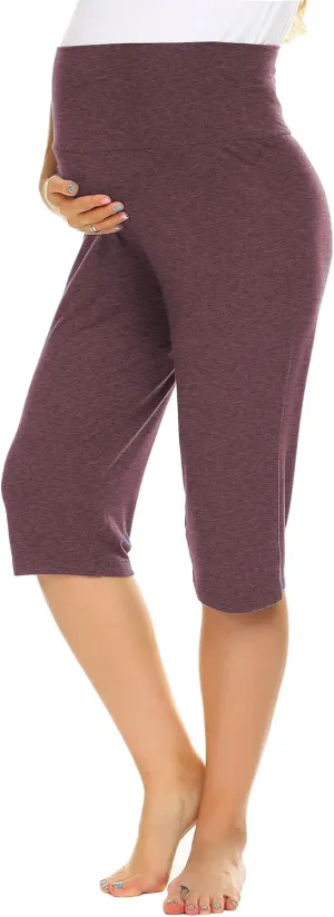 Ekouaer Maternity Shorts for Women Maternity Capris Yoga Pregnancy Short Pants Soft Joggers Lounge Bottoms S-XXXL