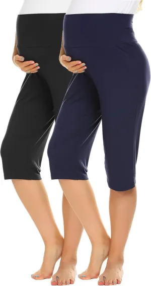 Ekouaer Maternity Shorts for Women Maternity Capris Yoga Pregnancy Short Pants Soft Joggers Lounge Bottoms S-XXXL