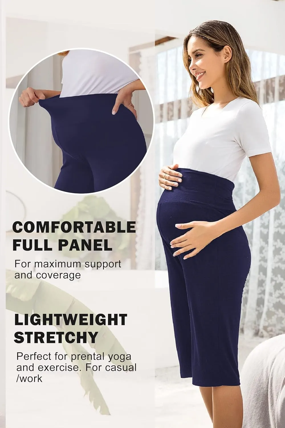 Ekouaer Maternity Shorts for Women Maternity Capris Yoga Pregnancy Short Pants Soft Joggers Lounge Bottoms S-XXXL