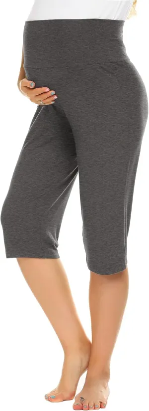 Ekouaer Maternity Shorts for Women Maternity Capris Yoga Pregnancy Short Pants Soft Joggers Lounge Bottoms S-XXXL
