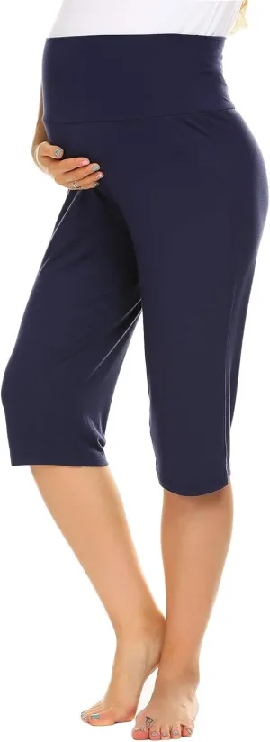Ekouaer Maternity Shorts for Women Maternity Capris Yoga Pregnancy Short Pants Soft Joggers Lounge Bottoms S-XXXL
