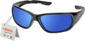 Elvex Delta Plus RSG100 Impact Sunglasses, Black Frame/Blue Mirror Lens, unisex