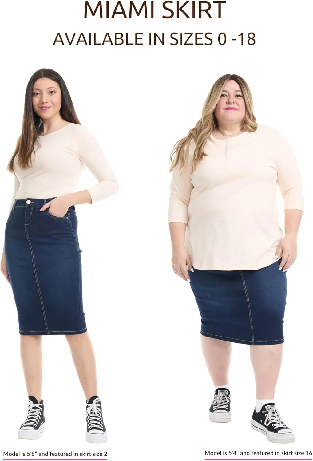 ESTEEZ Women's Slimming Denim Pencil Skirt with Tummy Control Panel – 'Miami'