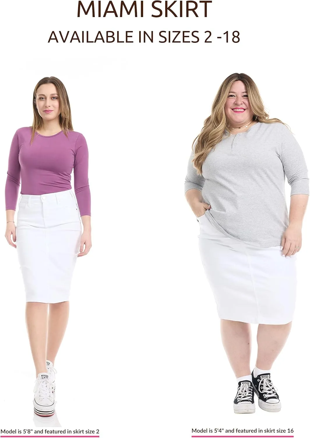 ESTEEZ Women's Slimming Denim Pencil Skirt with Tummy Control Panel – 'Miami'