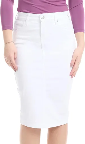 ESTEEZ Women's Slimming Denim Pencil Skirt with Tummy Control Panel – 'Miami'