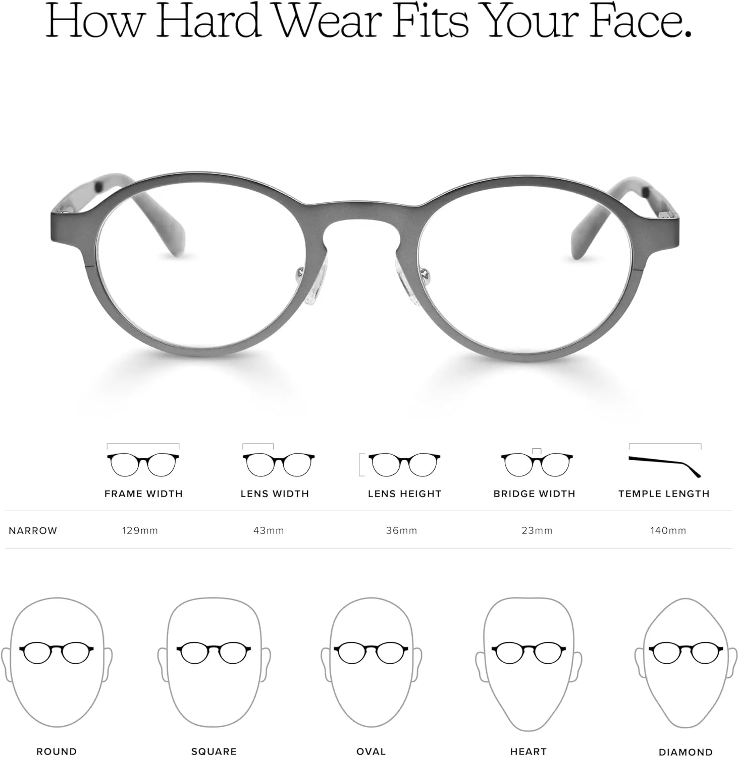 eyebobs - Hard Wear | Premium Reading Glasses for Men and Women | Round Frame for Narrow Faces | Available in 0.0x - 4.0x