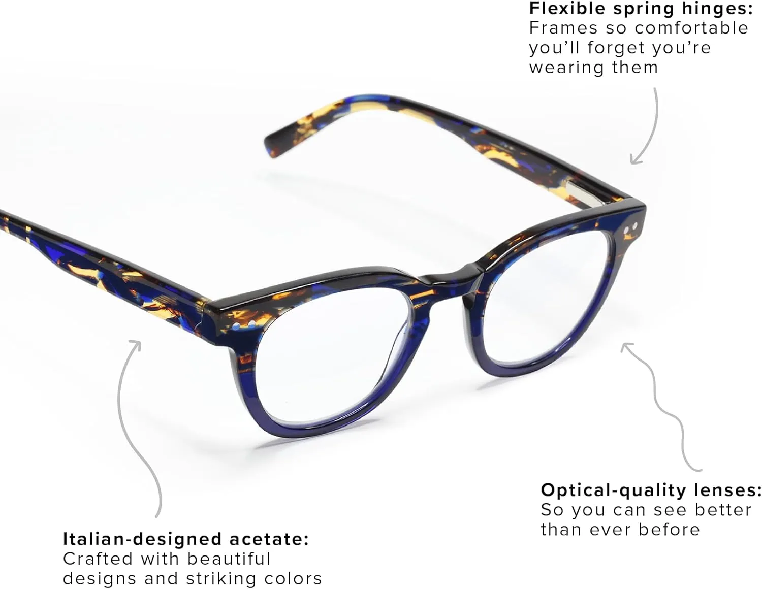 eyebobs - Waylaid (Wide) | Premium Reading Glasses for Men and Women | Round Frame for Wide Faces | Available in 0.0x - 4.0x