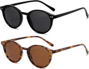 EYLRIM Classic Polarized Round Sunglasses for Women Men Vintage Style Lightweight Circle Frame Sun Glasses