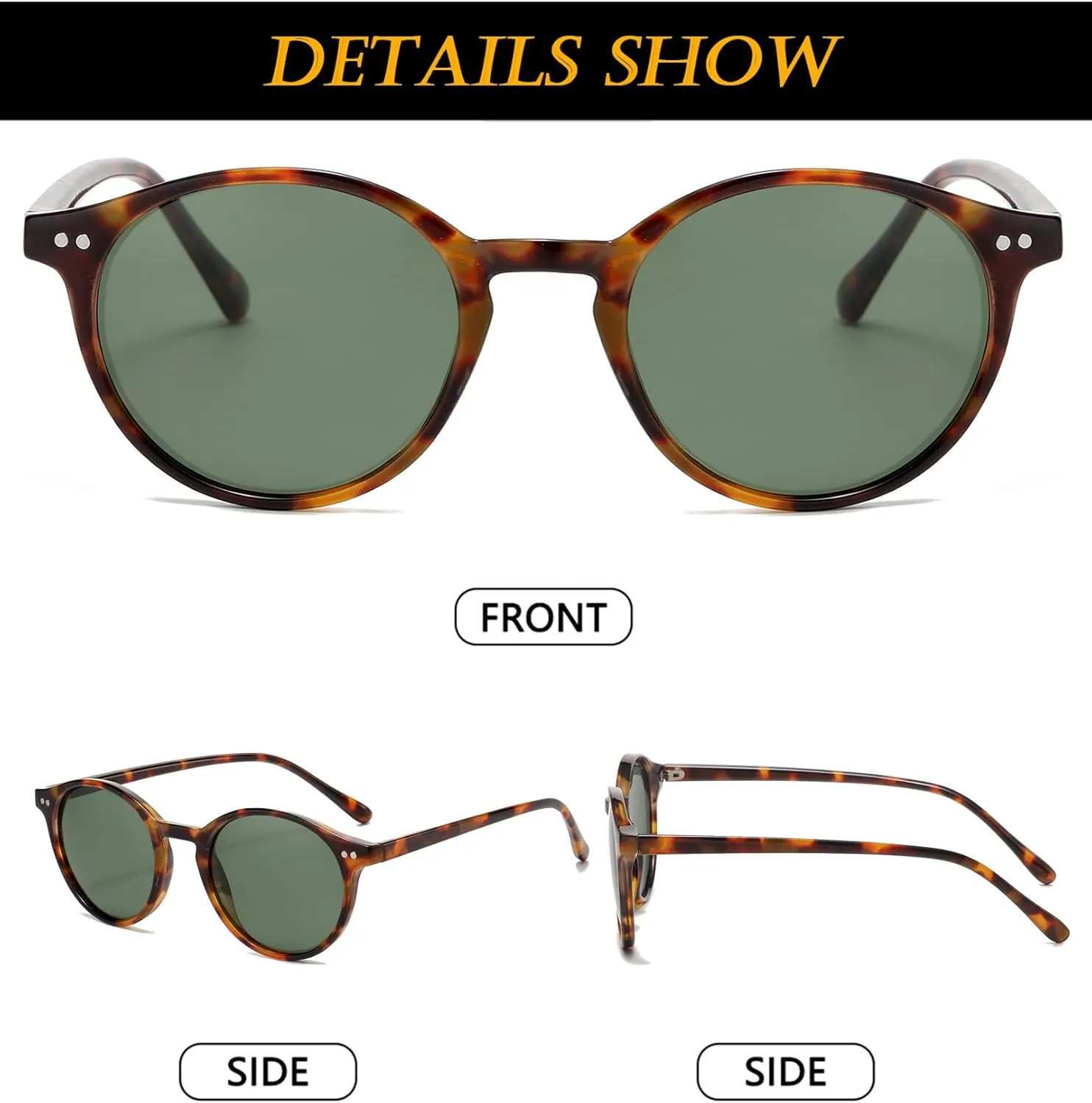 EYLRIM Classic Polarized Round Sunglasses for Women Men Vintage Style Lightweight Circle Frame Sun Glasses
