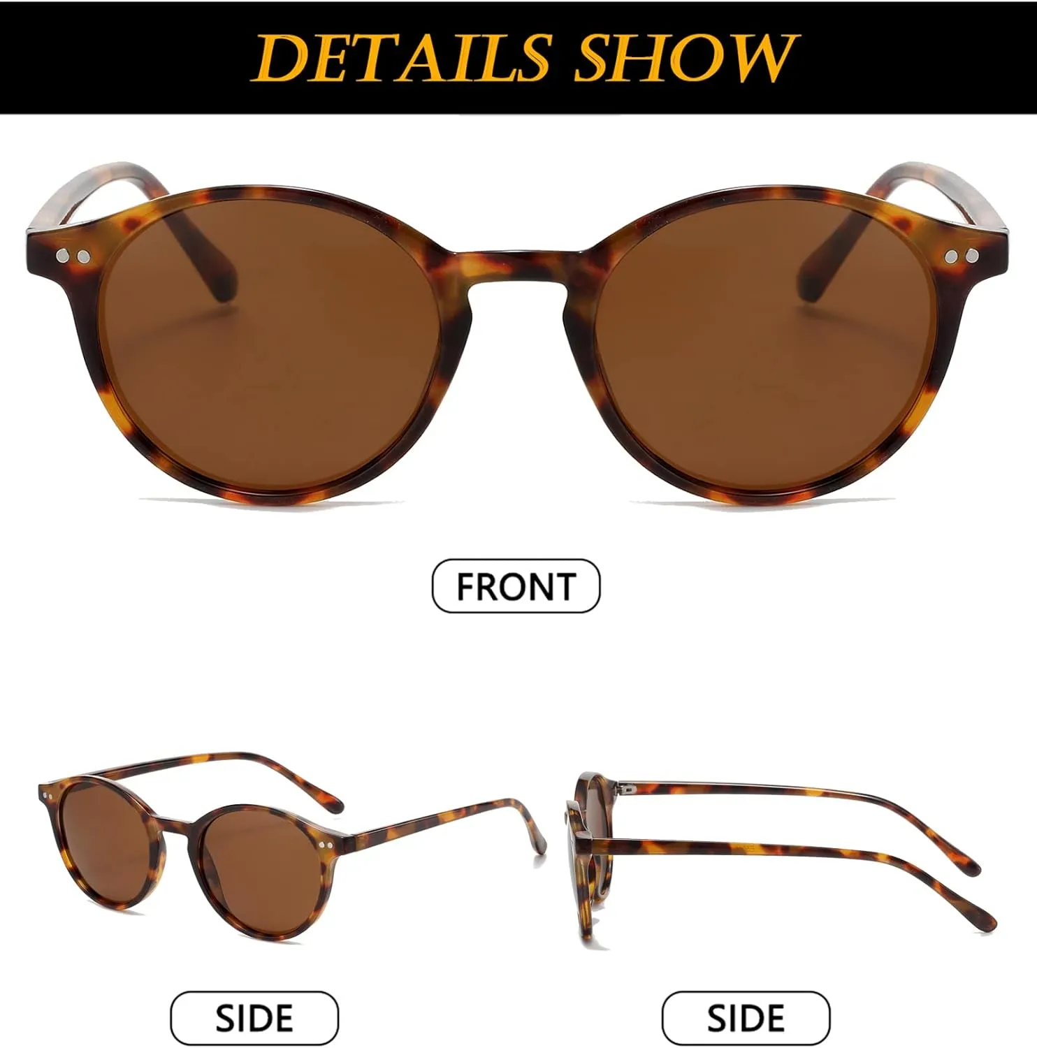 EYLRIM Classic Polarized Round Sunglasses for Women Men Vintage Style Lightweight Circle Frame Sun Glasses