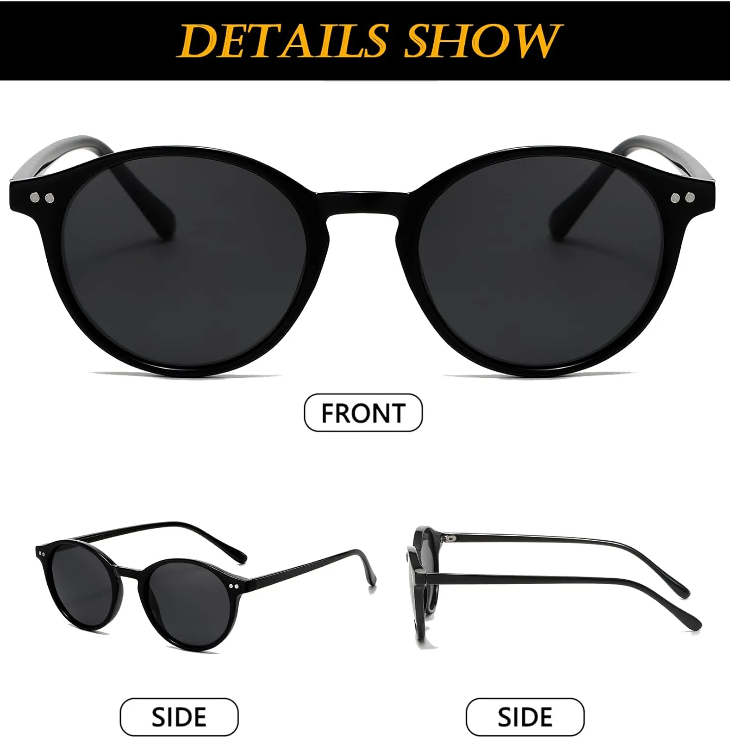 EYLRIM Classic Polarized Round Sunglasses for Women Men Vintage Style Lightweight Circle Frame Sun Glasses