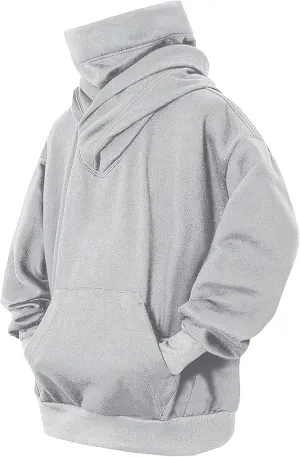 Fashion Fleece Hoodies for Men Cowl Neck Sweatshirts Pullover Fall Winter Loose Fit Hooded Tops for Men