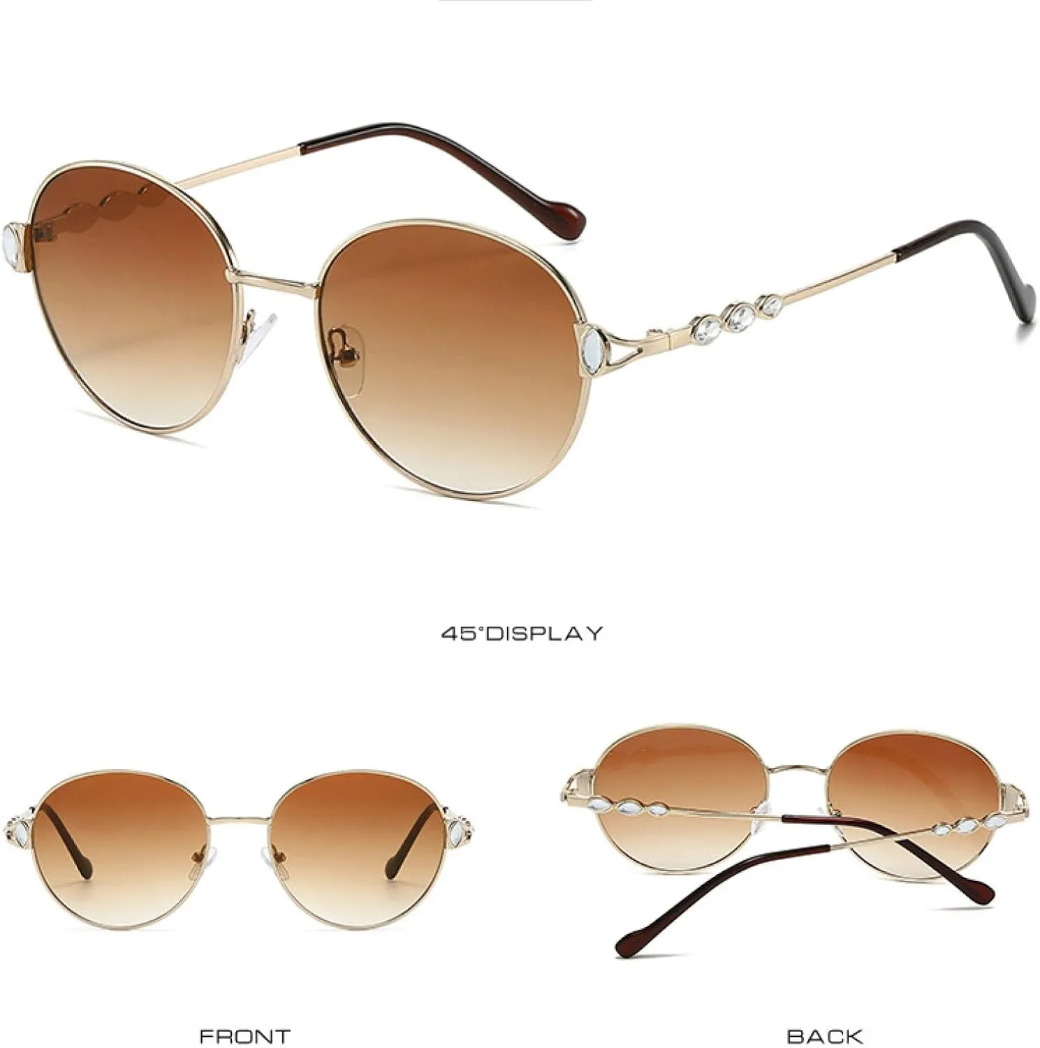 Fashion Luxury Vintage Sunglasses Women Rays Rhinestone Travel Party Outdoor Shades Oval Diamond Cool Glasses