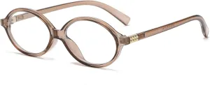 Fashion Oval Glasses for Women Men Retro Round Tortoise Frame Blue Light Glasses Nerd Eyeglasses (Clear Brown)