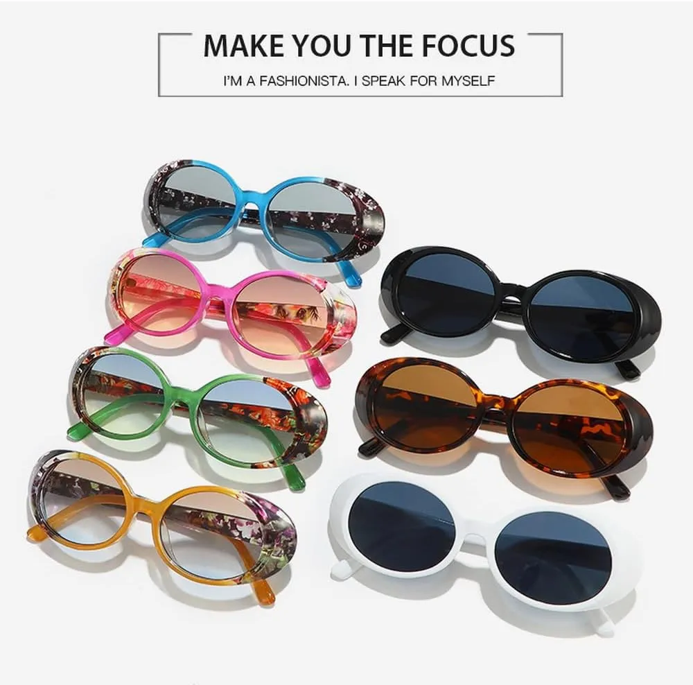 Fashion Oval Sunglasses Women Vintage Luxury Small Frame Shades Driving Travel Trending Sun Glasses UV400