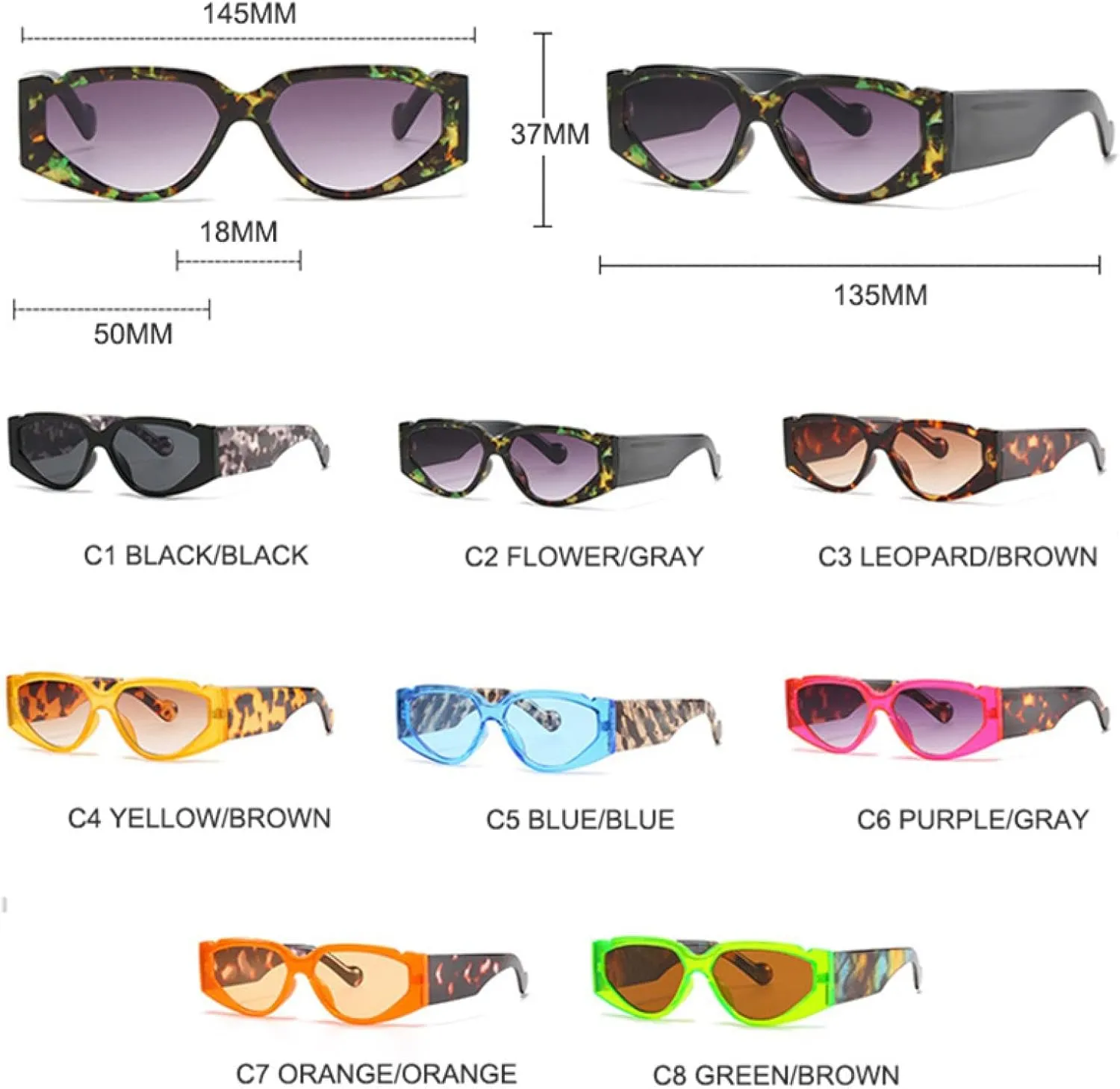 Fashion Punk Sunglasses for Women Vintage Cat Eye Men Retro Uv400