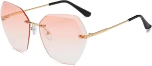 Fashion Rimless Irregular Sunglasses Women Men Retro Luxury Shades Outdoors Travel Sunglasses Uv400