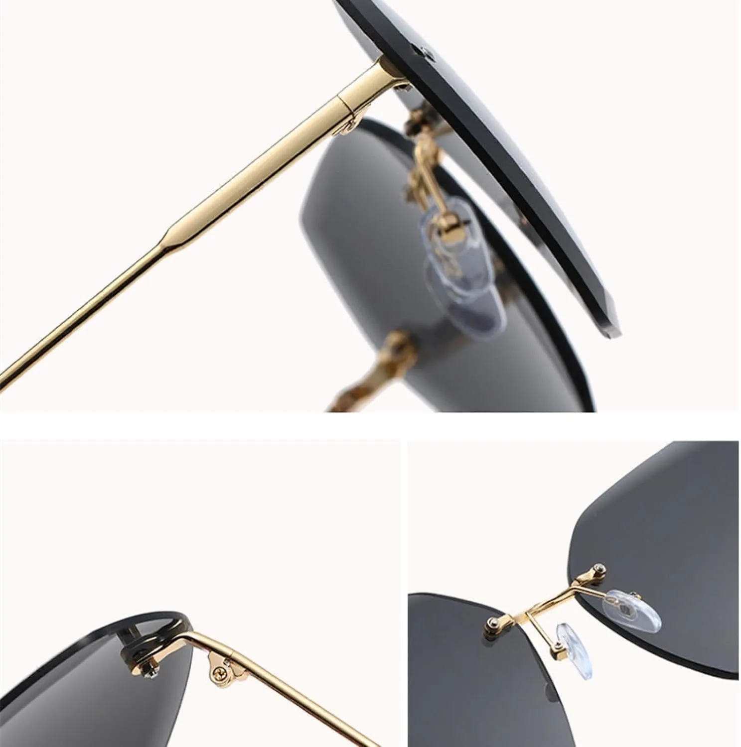 Fashion Rimless Irregular Sunglasses Women Men Retro Luxury Shades Outdoors Travel Sunglasses Uv400
