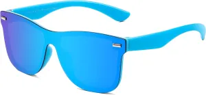 FEISEDY Trendy Rimless Mirrored One Piece Lens Sunglasses Reflective Sun Glasses B4114