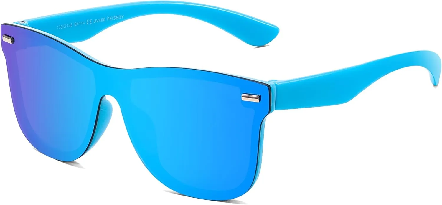FEISEDY Trendy Rimless Mirrored One Piece Lens Sunglasses Reflective Sun Glasses B4114