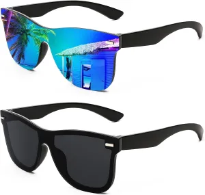 FEISEDY Trendy Rimless Mirrored One Piece Lens Sunglasses Reflective Sun Glasses B4114