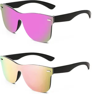 FEISEDY Trendy Rimless Mirrored One Piece Lens Sunglasses Reflective Sun Glasses B4114
