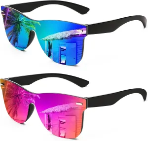 FEISEDY Trendy Rimless Mirrored One Piece Lens Sunglasses Reflective Sun Glasses B4114