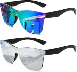 FEISEDY Trendy Rimless Mirrored One Piece Lens Sunglasses Reflective Sun Glasses B4114