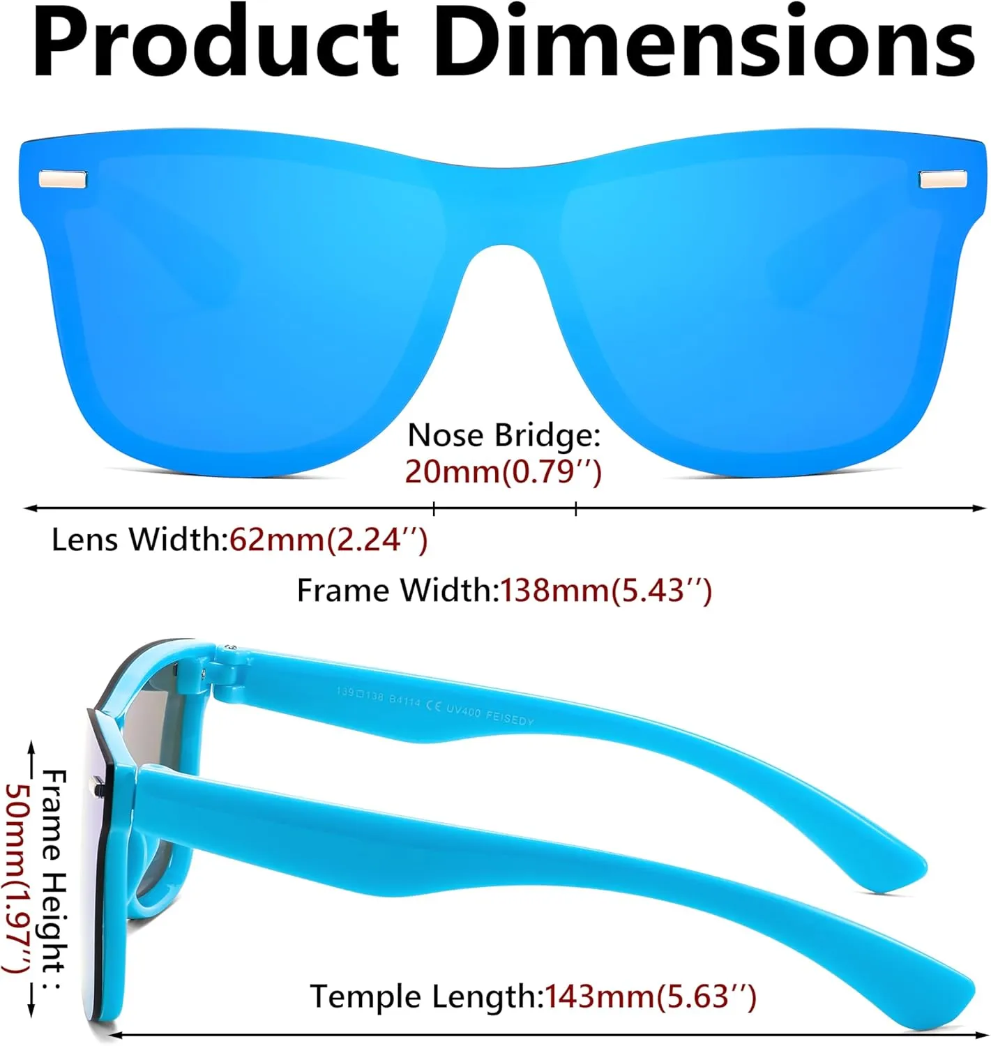 FEISEDY Trendy Rimless Mirrored One Piece Lens Sunglasses Reflective Sun Glasses B4114