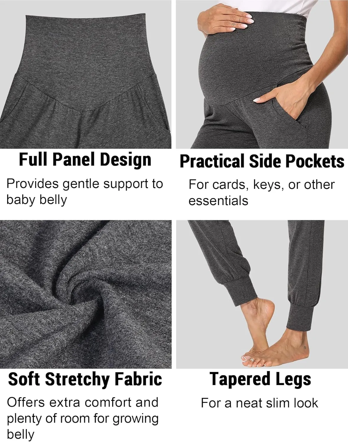 fitglam Women's Maternity Pants Over Belly Lounge Pajamas Clothes Pregnancy Must Haves Joggers with Pockets