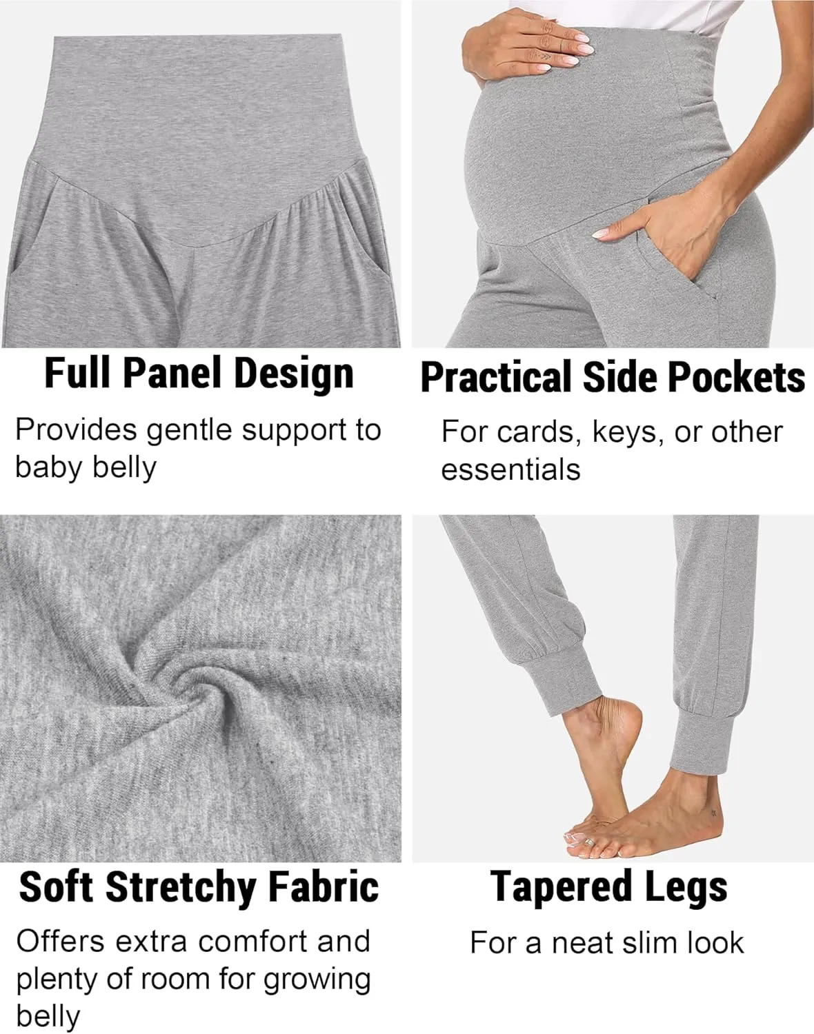 fitglam Women's Maternity Pants Over Belly Lounge Pajamas Clothes Pregnancy Must Haves Joggers with Pockets