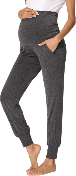 fitglam Women's Maternity Pants Over Belly Lounge Pajamas Clothes Pregnancy Must Haves Joggers with Pockets