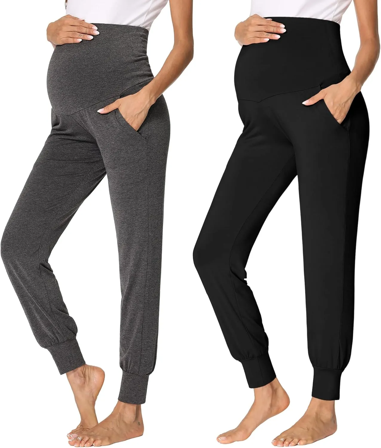 fitglam Women's Maternity Pants Over Belly Lounge Pajamas Clothes Pregnancy Must Haves Joggers with Pockets
