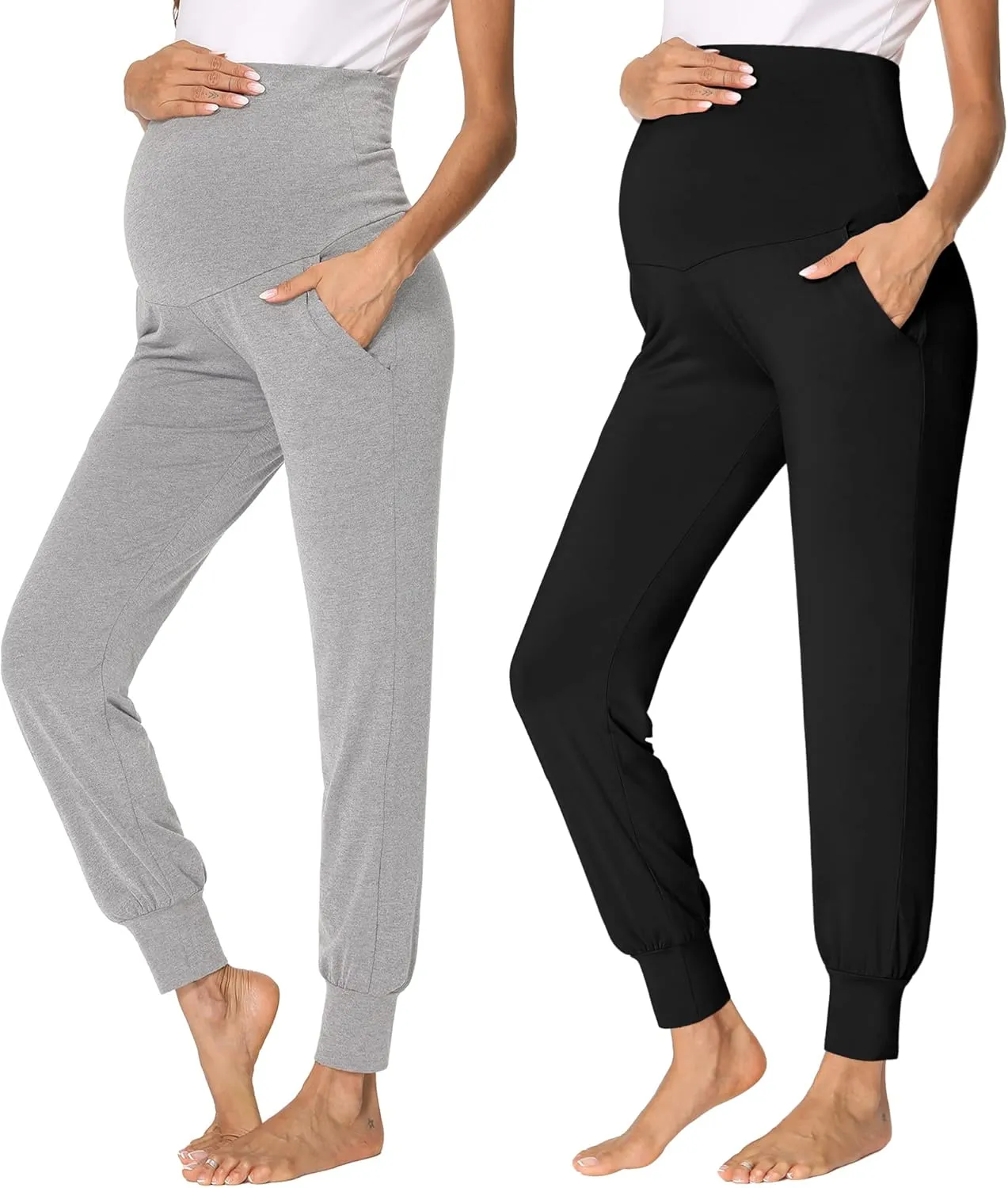 fitglam Women's Maternity Pants Over Belly Lounge Pajamas Clothes Pregnancy Must Haves Joggers with Pockets
