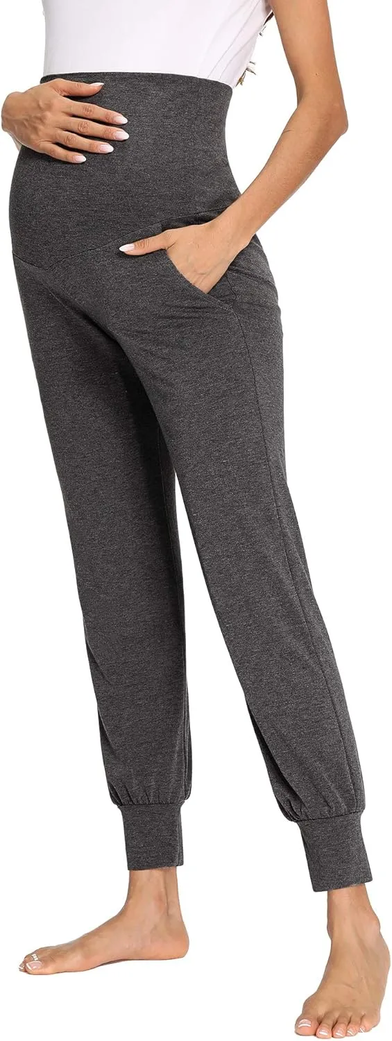 fitglam Women's Maternity Pants Over Belly Lounge Pajamas Clothes Pregnancy Must Haves Joggers with Pockets