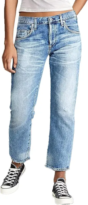 Flamingals Straight Leg Jeans for Women Cropped High Waisted Stretchy Baggy Jean Wash Raw Hem Trendy Ankle Pants