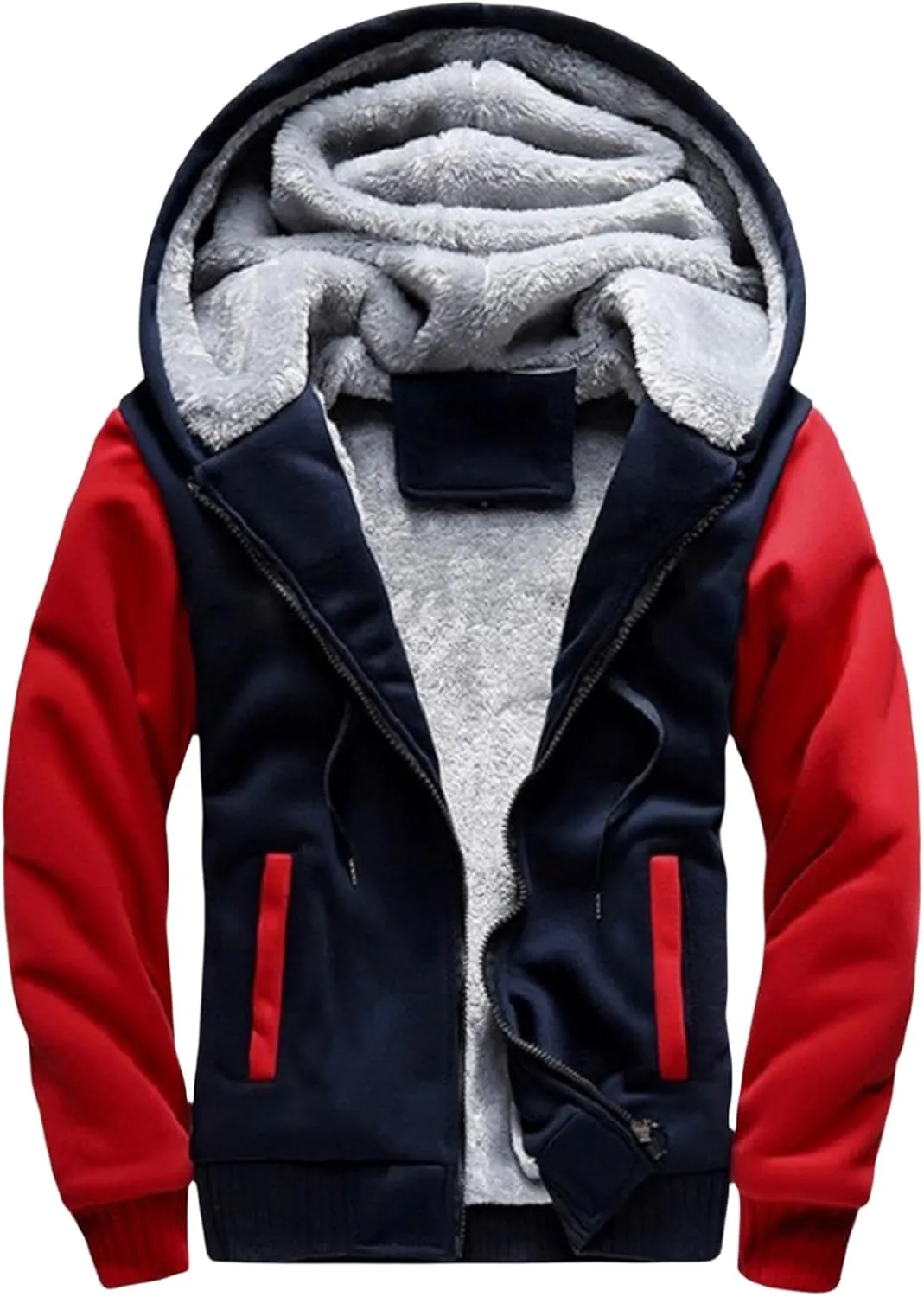 Fleece Hoodie Men Winter Heavyweight Sherpa Lined Zipper Sweatshirt Casual Workout Warm Hoodies Thick Jackets Pockets