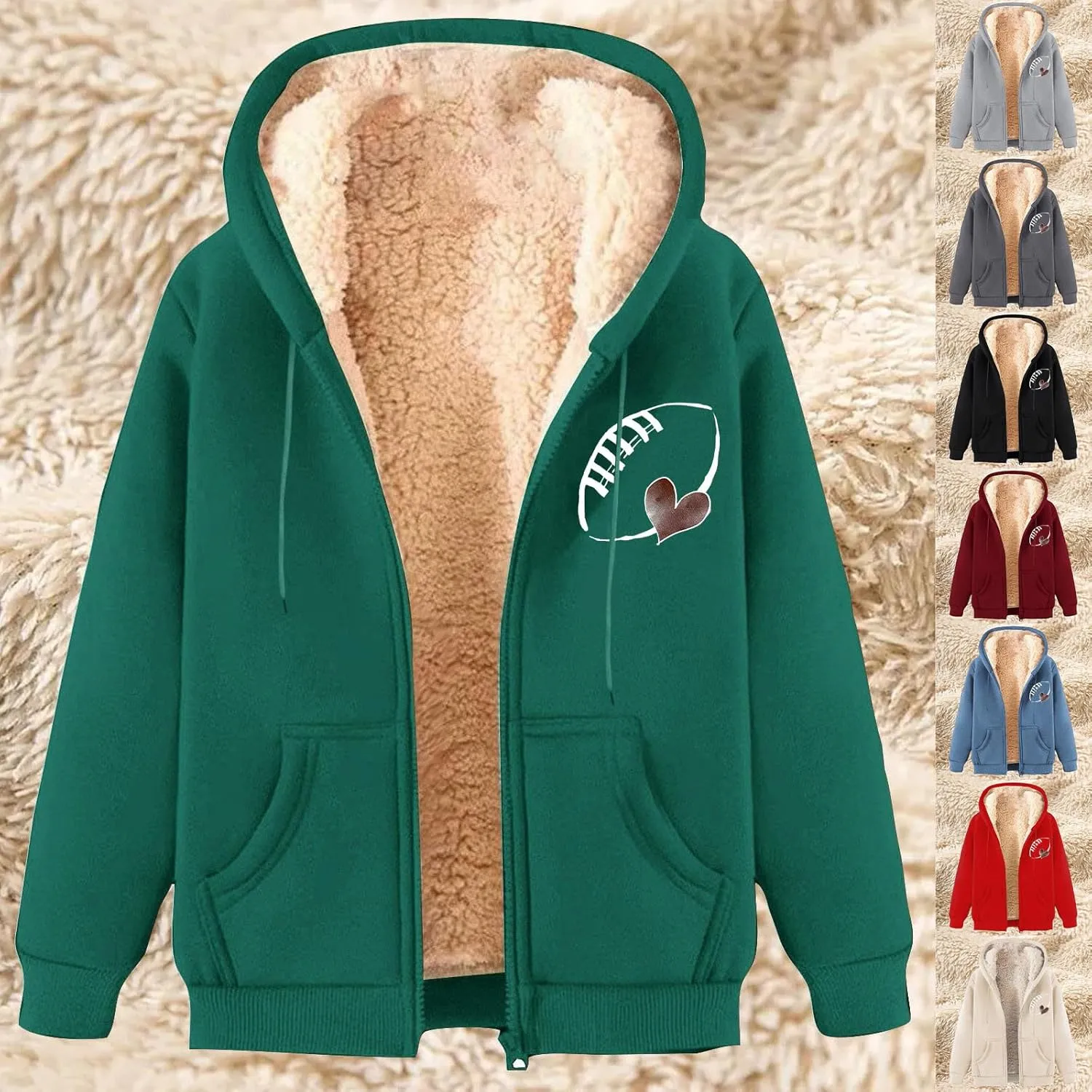 Fleece Lined Jackets for Men Winter Warm Zip Up Hoodies Fuzzy Sherpa Sweatshirts Casual Hooded Coats with Pocket
