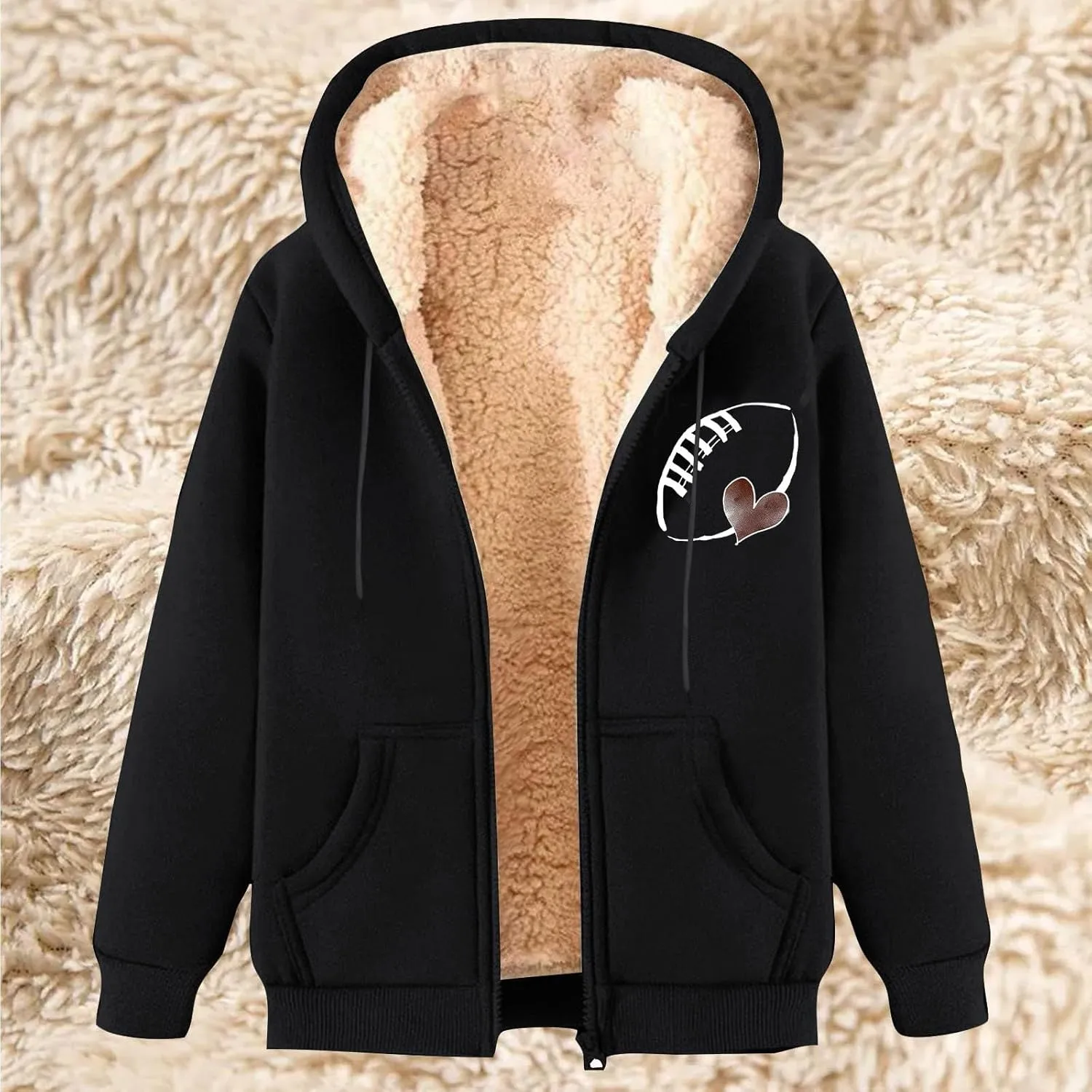 Fleece Lined Jackets for Men Winter Warm Zip Up Hoodies Fuzzy Sherpa Sweatshirts Casual Hooded Coats with Pocket