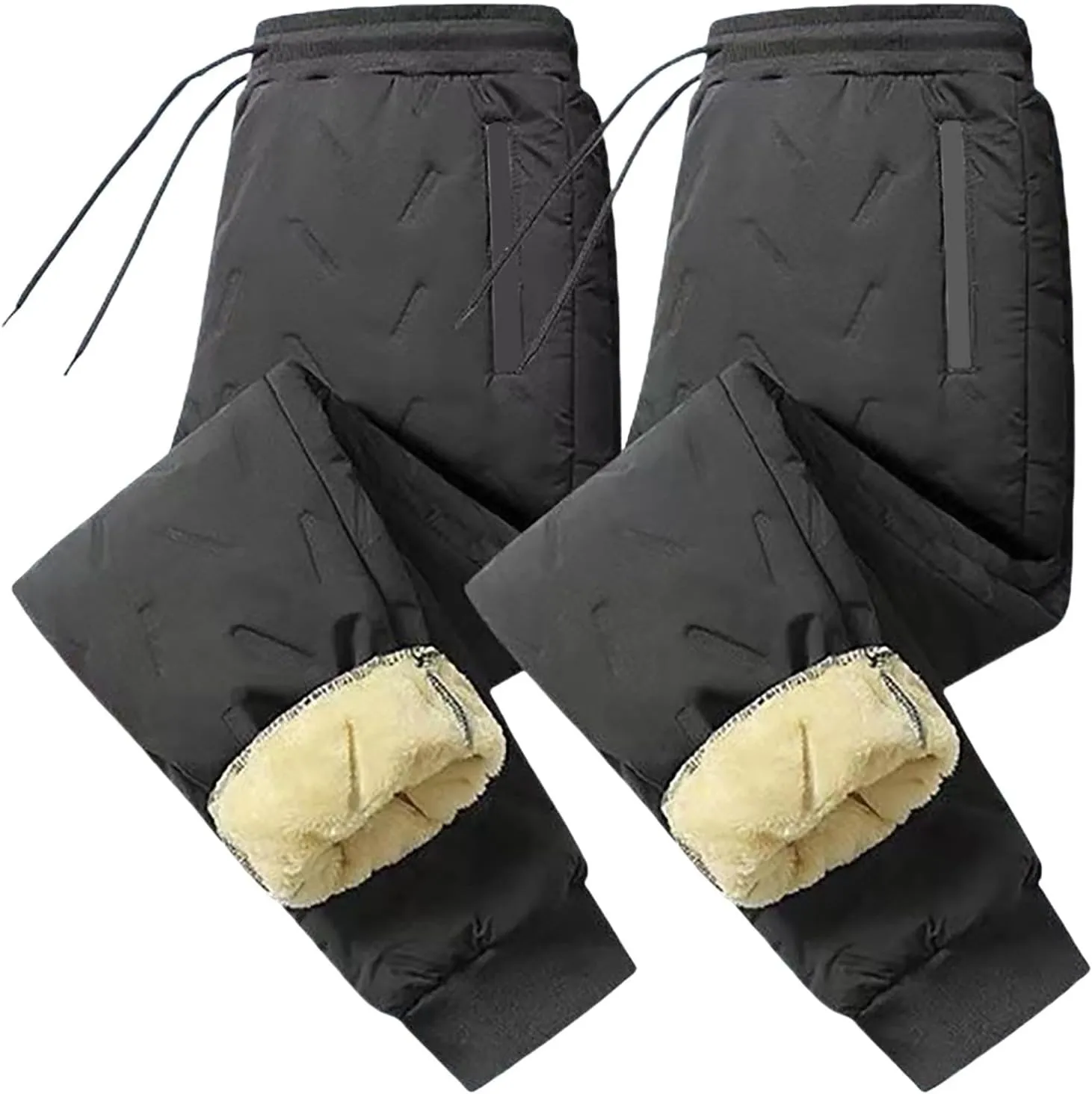 Fleece Lined Pants Men Sweatpants High Comfort Small Leg Casual Pants Athletic Buckle Pants for Active Gym Track
