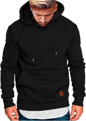 Fxbar Men's Zip-up Hooded Sweatshirts Full-Zip Hoodie Long Sleeve Solid Color Drawstring Casual Hoodies for Men