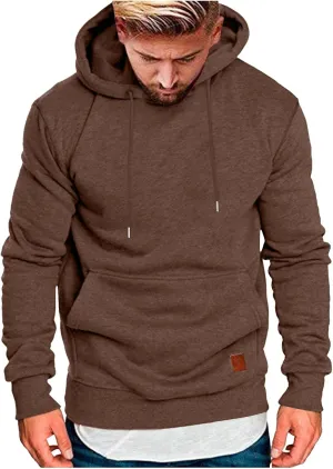 Fxbar Men's Zip-up Hooded Sweatshirts Full-Zip Hoodie Long Sleeve Solid Color Drawstring Casual Hoodies for Men