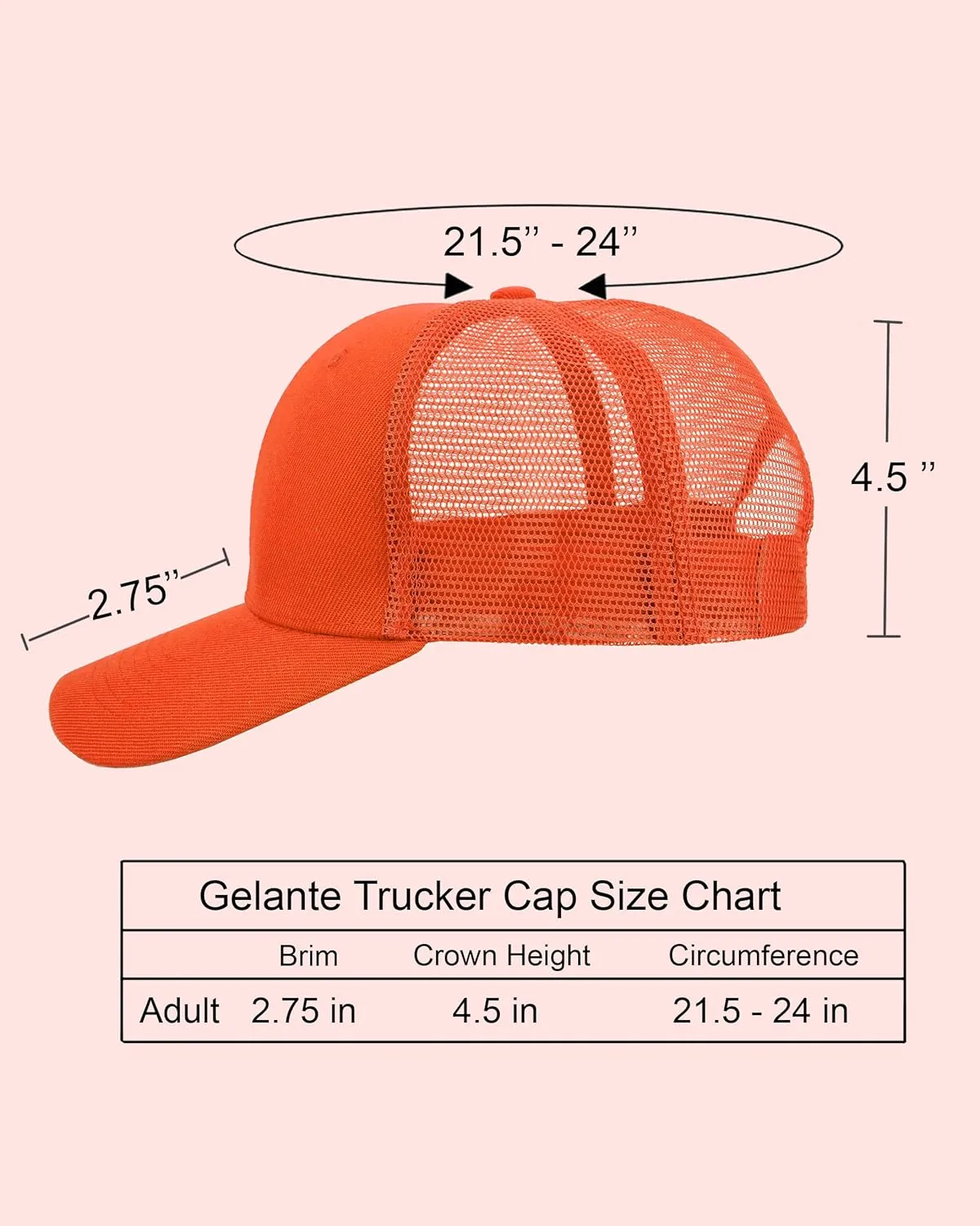 Gelante Mesh Trucker Baseball Cap Snapback Hat Structured Front Panel