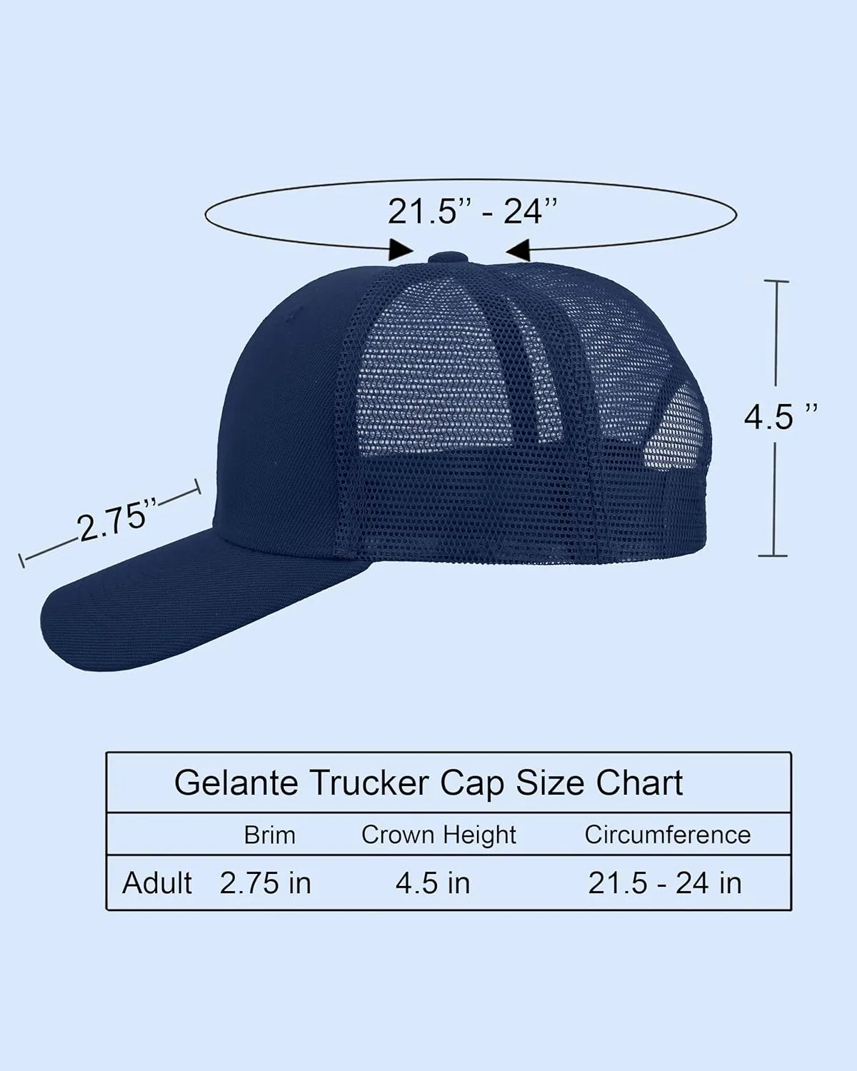 Gelante Mesh Trucker Baseball Cap Snapback Hat Structured Front Panel