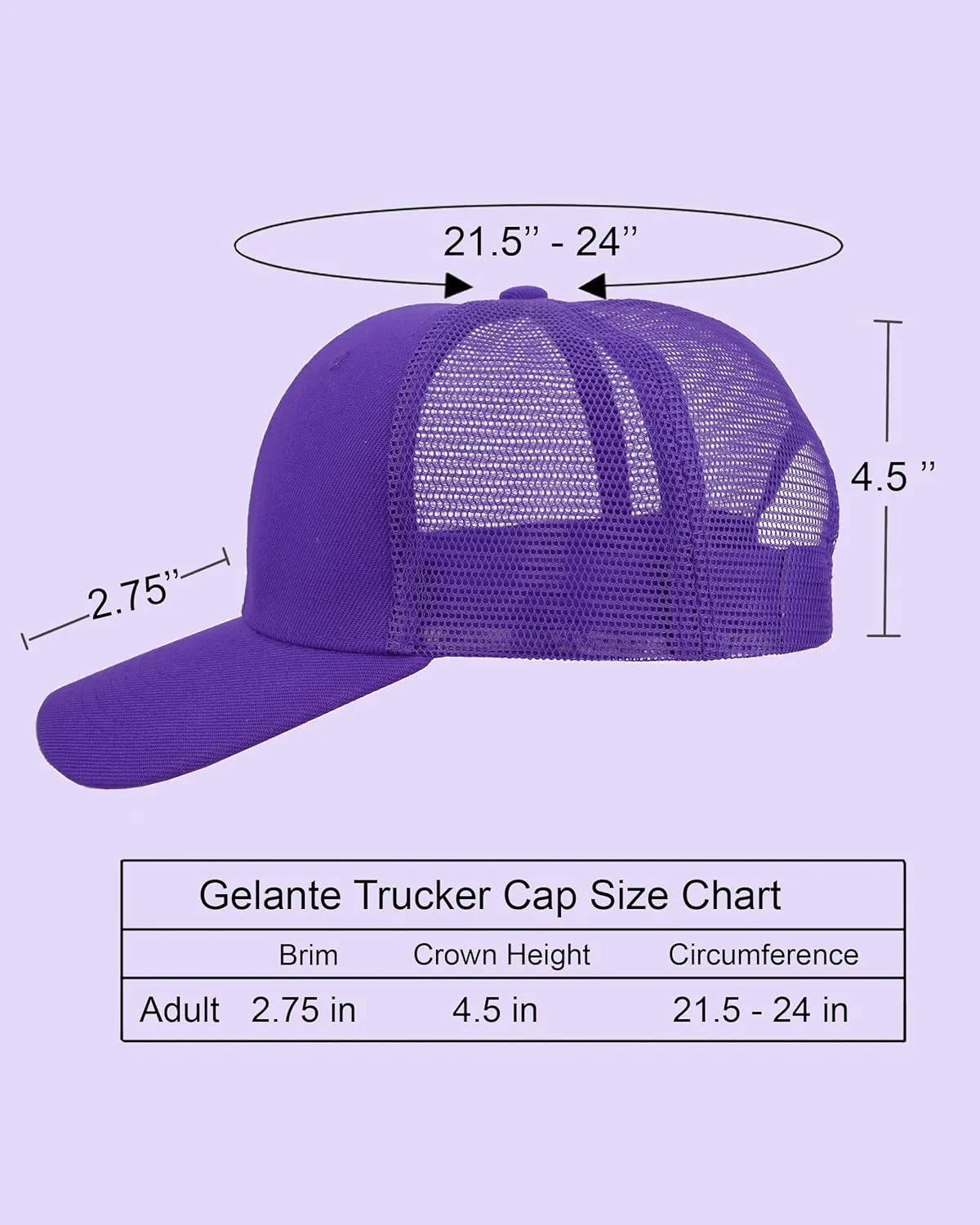Gelante Mesh Trucker Baseball Cap Snapback Hat Structured Front Panel